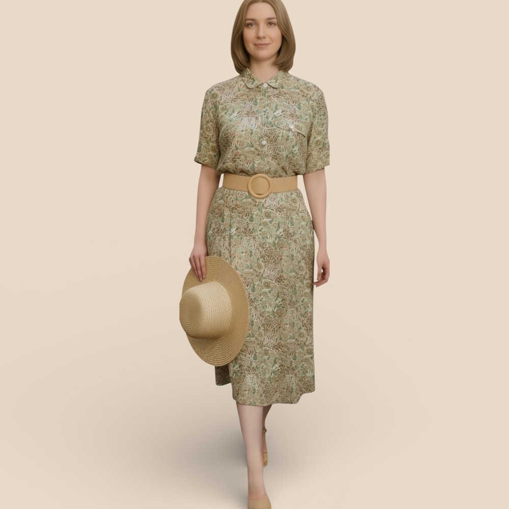 Liz Claiborne Vintage LizSport Paisley Botanical Blouse Midi Skirt 1X